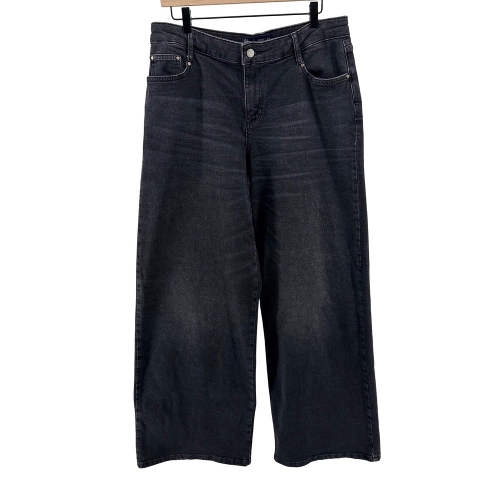 Boden Wide Leg Jeans Womens 8R Black Denim High Rise Relaxed Minimalist Classic - Picture 1 of 8